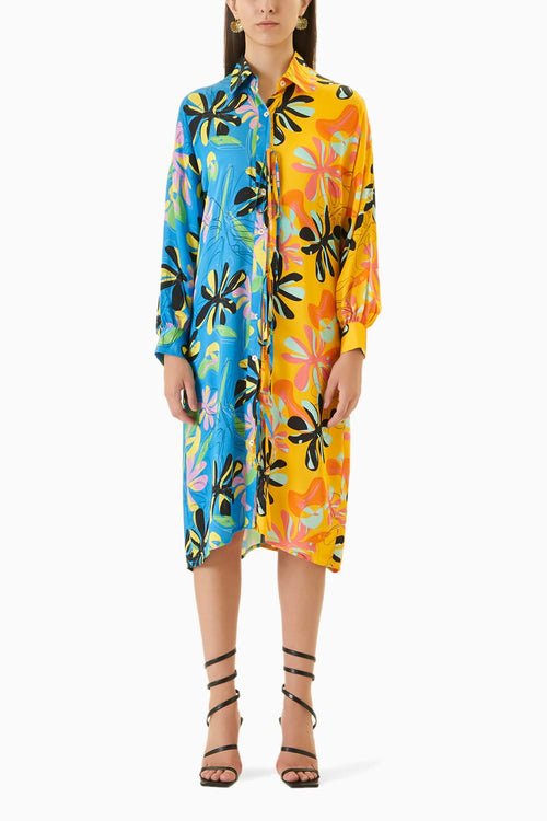 Dalia Half And Half Printed Shirt Dress