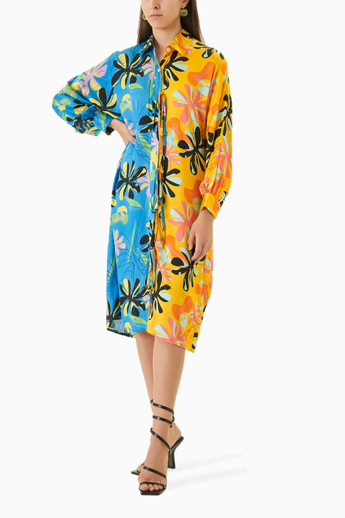 Dalia Half And Half Printed Shirt Dress