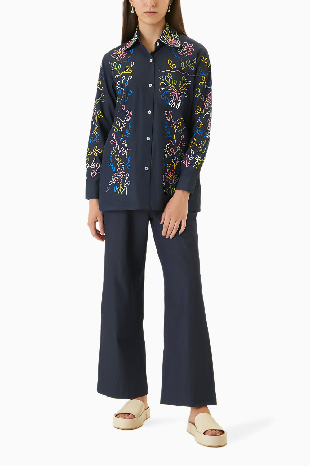 Nero Nero Denim Shirt With Trousers Co-ord
