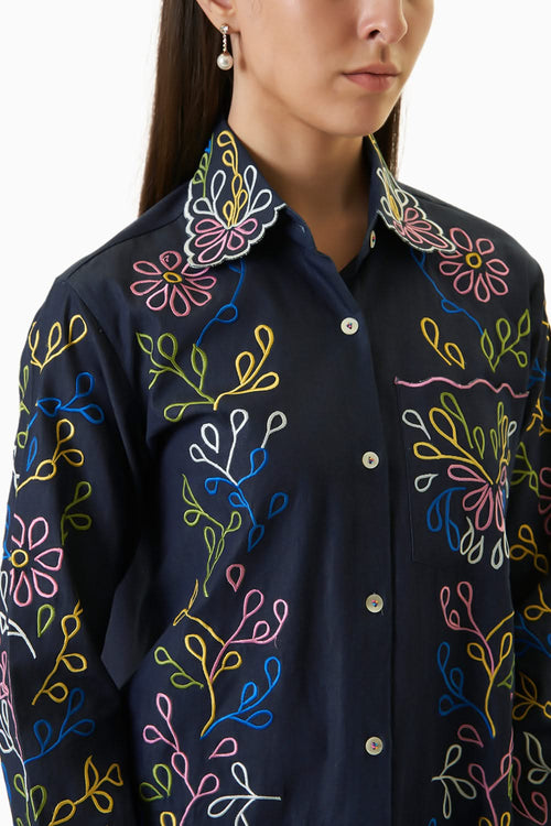 Nero Nero Denim Shirt With Trousers Co-ord