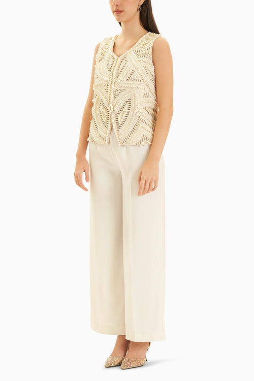 Alma Ivory Beaded Jacket and Pants