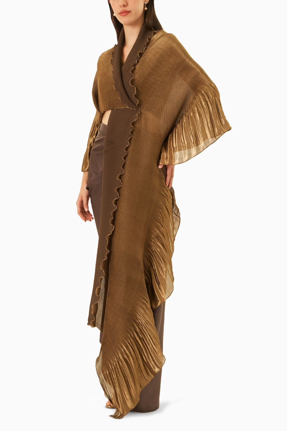 Naqia Mouse Gold Top & Drape Skirt