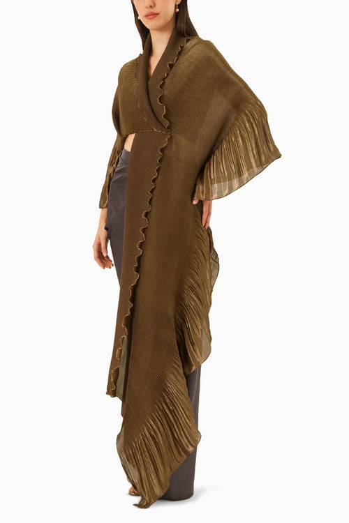 Naqia Mouse Gold Top & Drape Skirt
