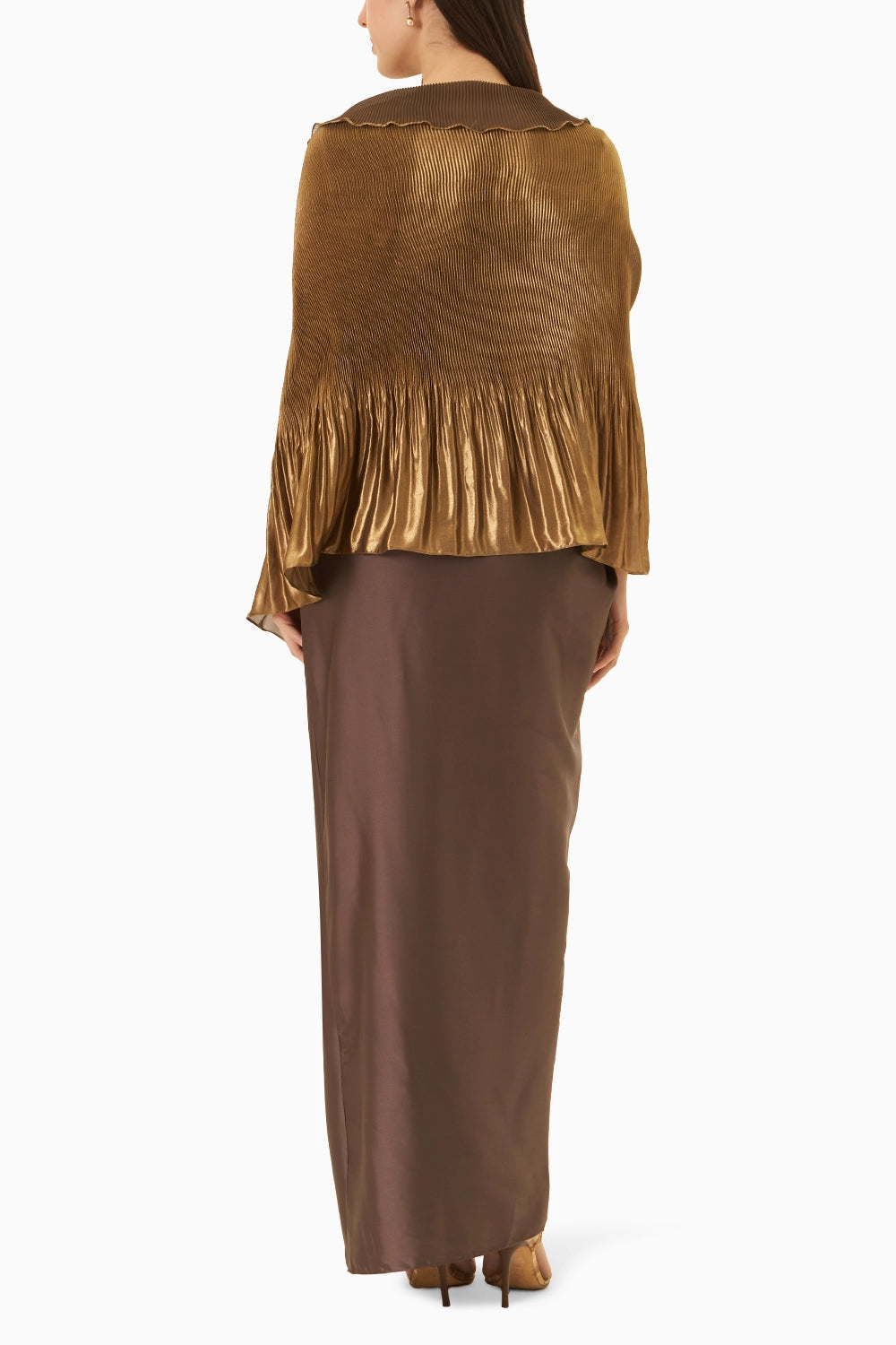 Naqia Mouse Gold Top & Drape Skirt