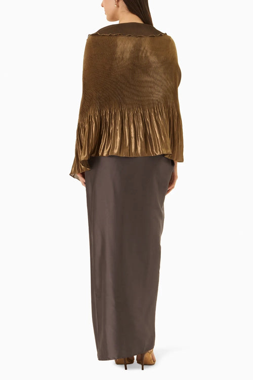 Naqia Mouse Gold Top & Drape Skirt