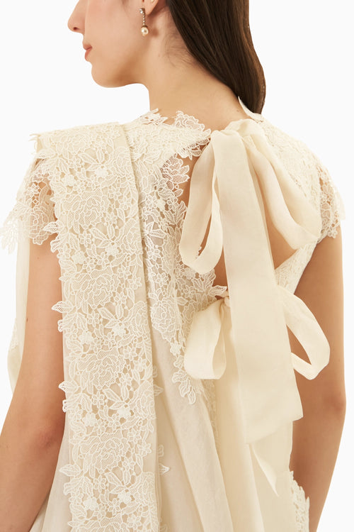 Cream Amara Blouse With Draped Skirt