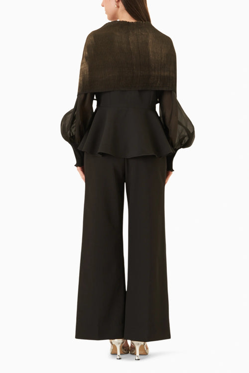 Black Copper Love Top With Pleat Pants