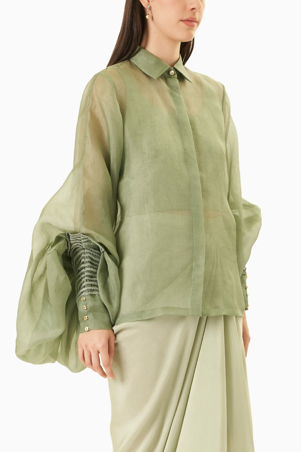 Green Bag Sleeve Shirt