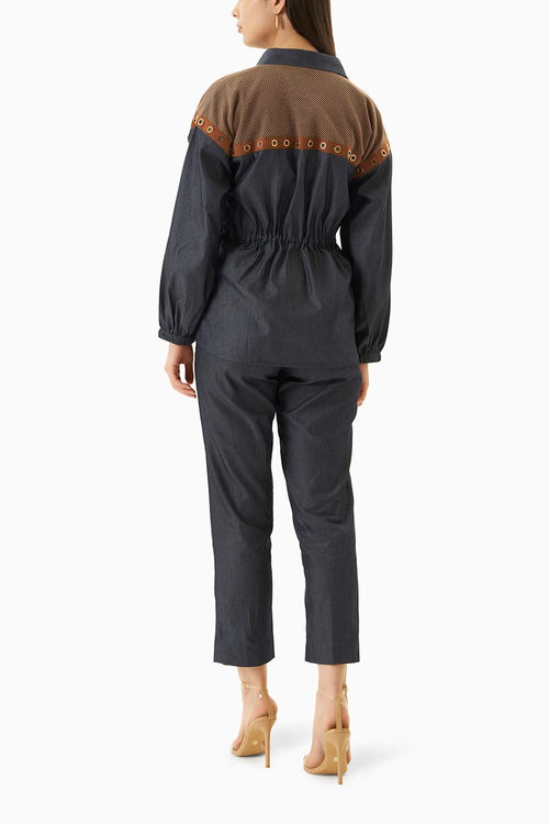 Mesh Denim Co-ord Set
