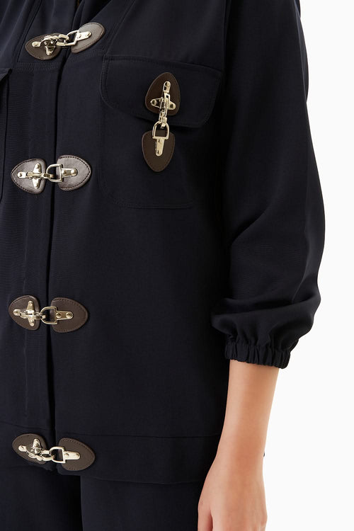 Navy Blue Tracksuit with Metal Buckles