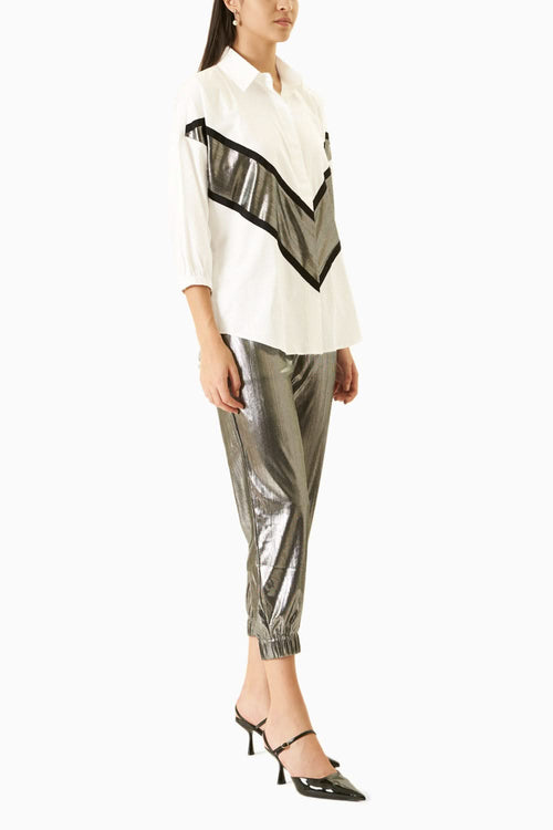 White and Silver Jazz Co-ord Set