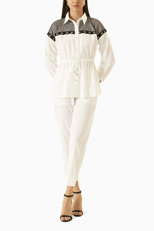 White Black Mesh Co-ord