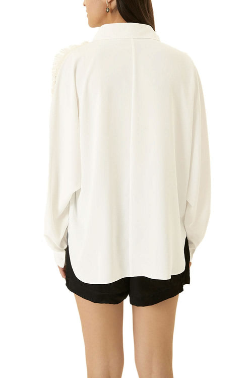 White and Pink Frilled Shirt