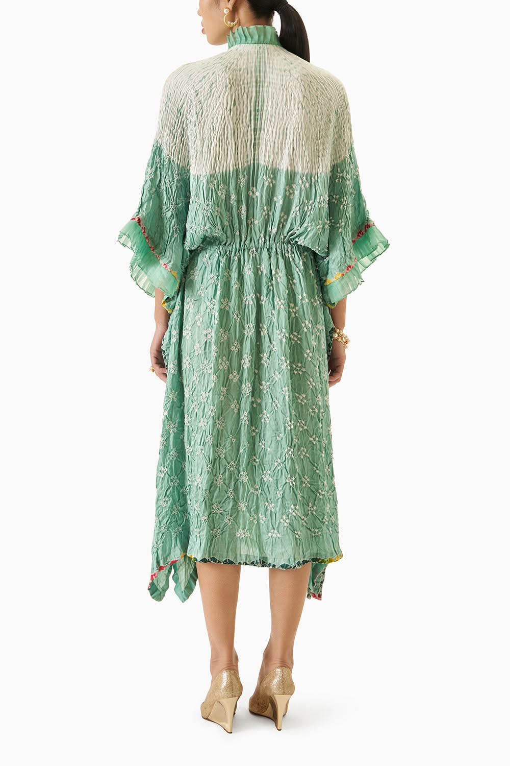 Blue Shibori Bandhani Overlay Kaftan