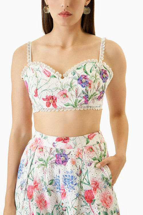 Multi-colored Zinnia Crop Top