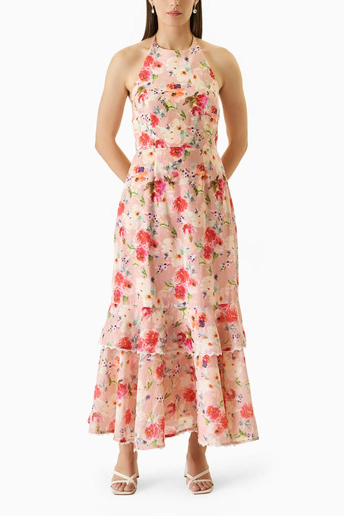 Peach Ivy Midi Dress