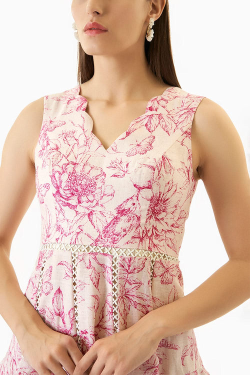 Off White & Pink Serena Short Dress