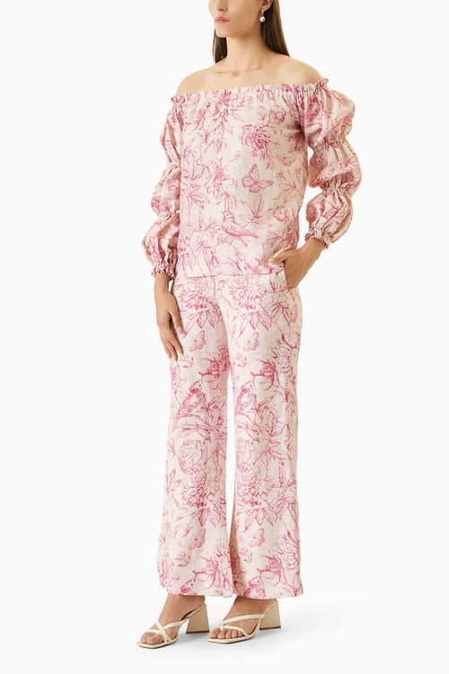 Off White & Pink Serena Trouser