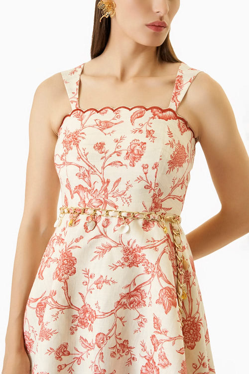 Off White & Red Fiona Short Dress