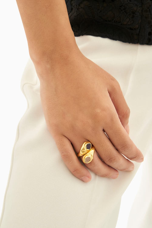 Statement Ring with Rose Quartz and Amethyst