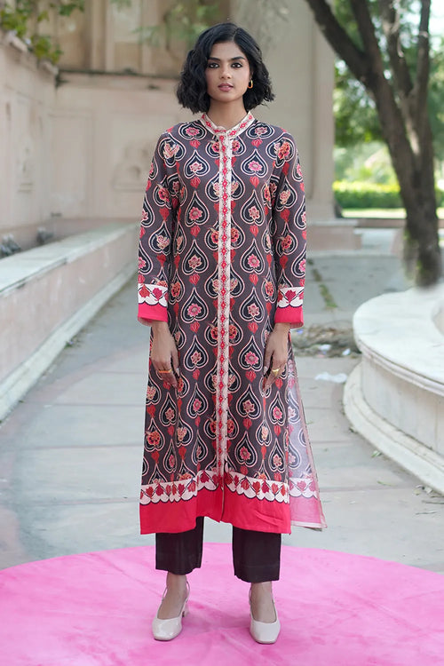 Brown Charcoal Chintz Gauri Kurta Set