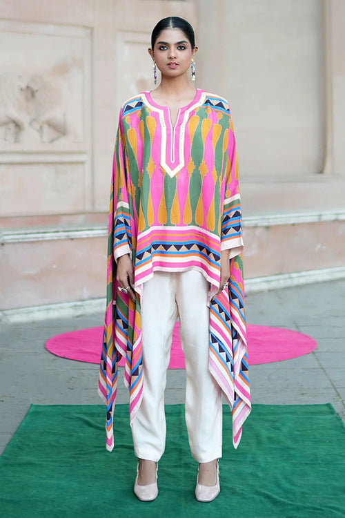 Lime Green Pink Kilim Rani Cape