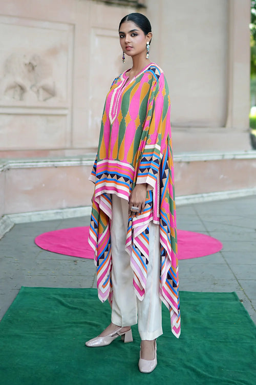 Lime Green Pink Kilim Rani Cape