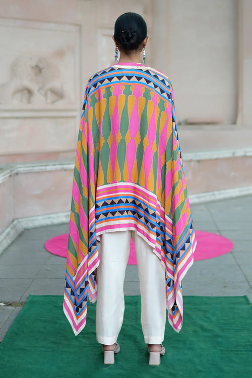 Lime Green Pink Kilim Rani Cape