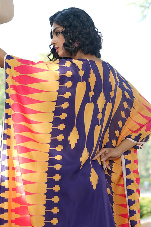 Navy Blue Yellow Kilim Kaftan