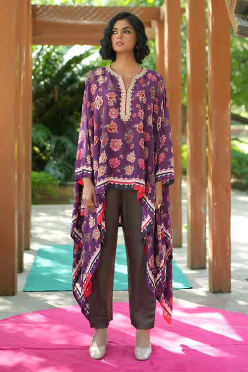 Charcoal Chintz Plum Rani Cape