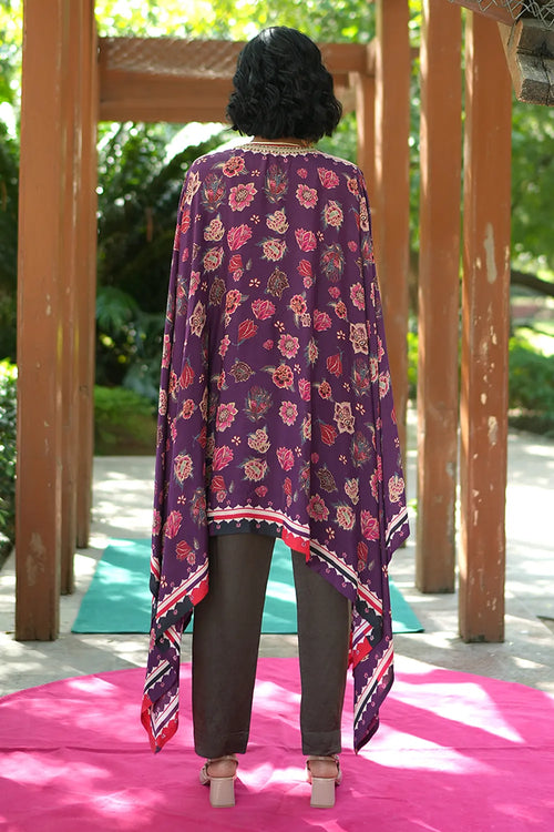Charcoal Chintz Plum Rani Cape