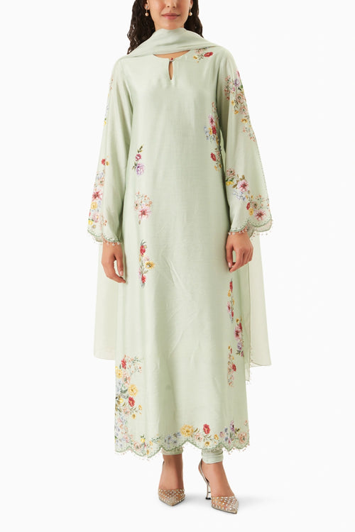 Sage Harmony A-Line Kurta Set
