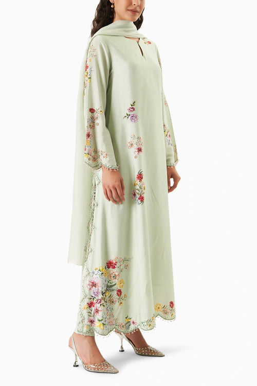 Sage Harmony A-Line Kurta Set