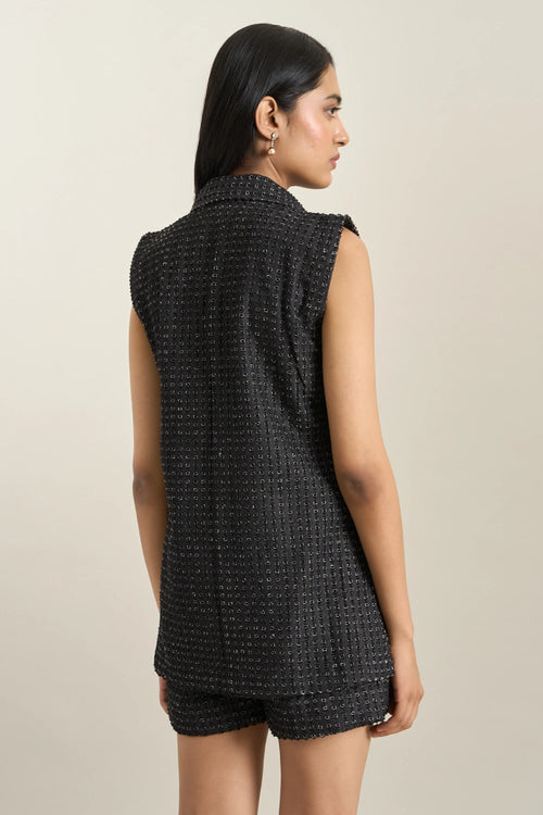 Black  Denim Lazercut Jacket