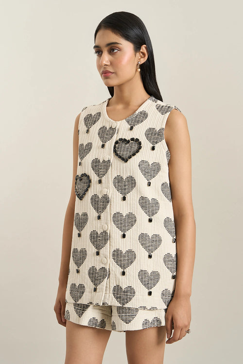Black Heart Jacquard Jacket