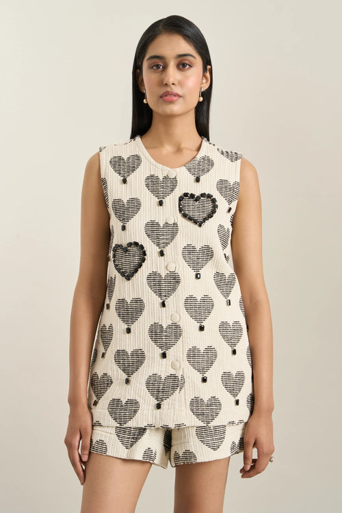 Black Heart Jacquard Jacket