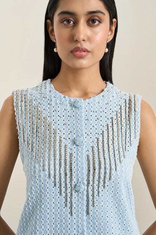 Light Blue Denim Lazercut Jacket