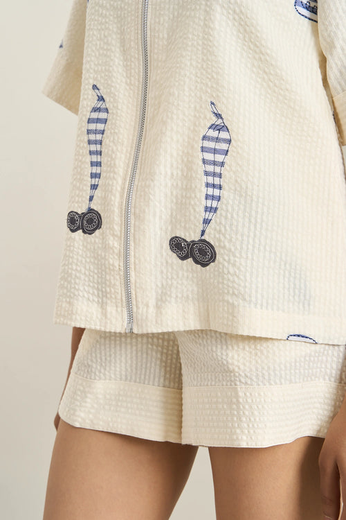 Off White Jelly Fish Jacket And Shorts Set