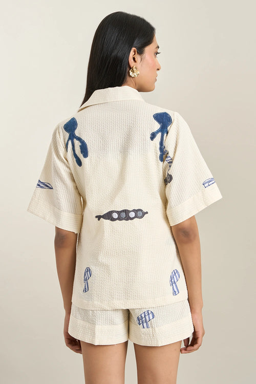 Off White Jelly Fish Jacket And Shorts Set