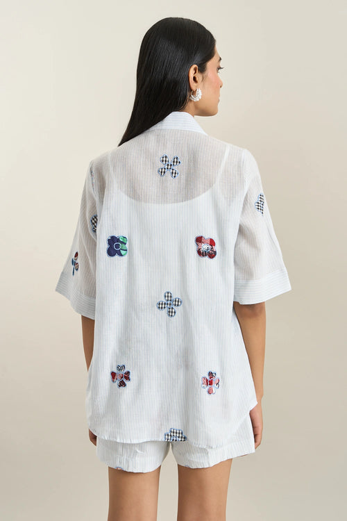 Ice Blue Ties Jacket And Shorts Set