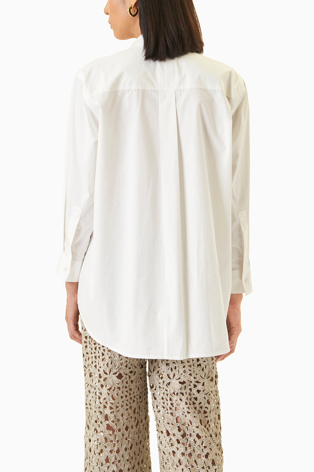 Embroidered Oversized Puffed Sleeves Shirt