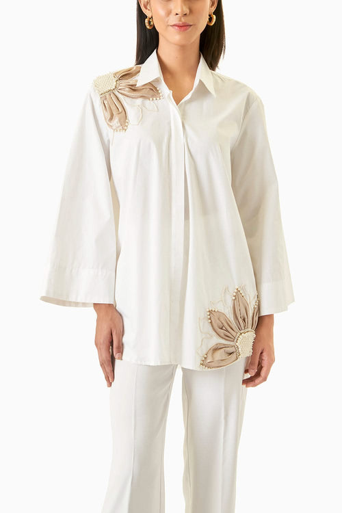 Statement Embroidered Shirt with Bell Sleeves