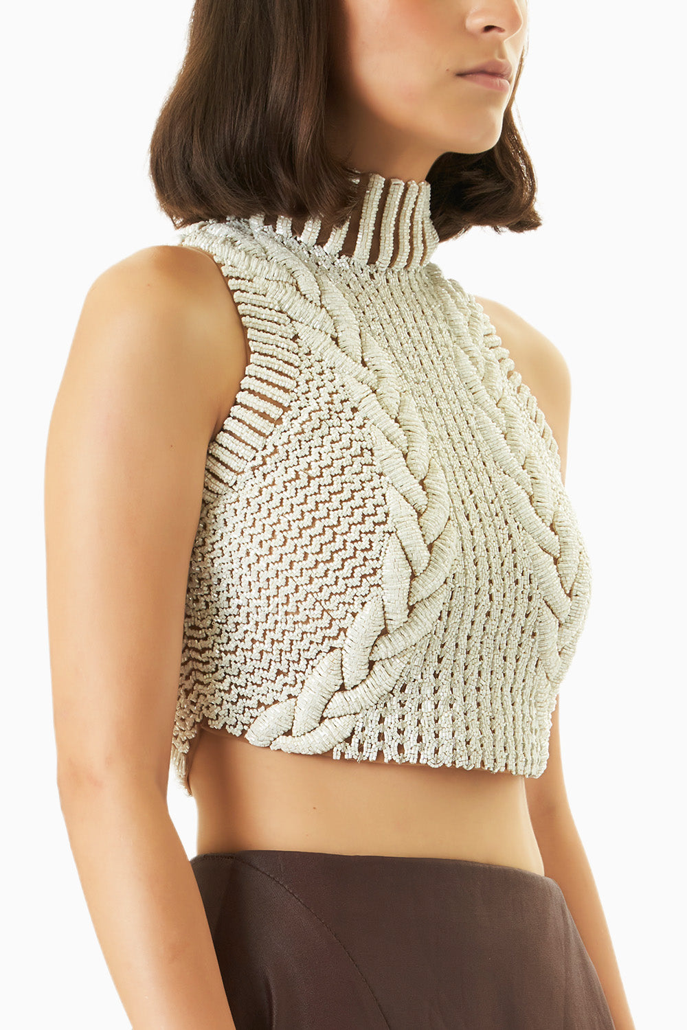 Ivory 3D Knit Embellished Top