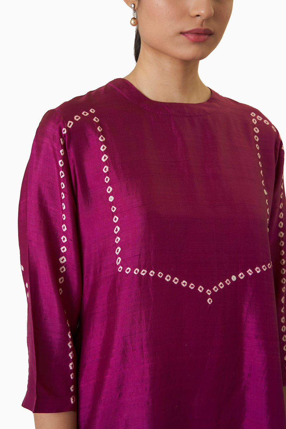 Border Kurta - Magenta