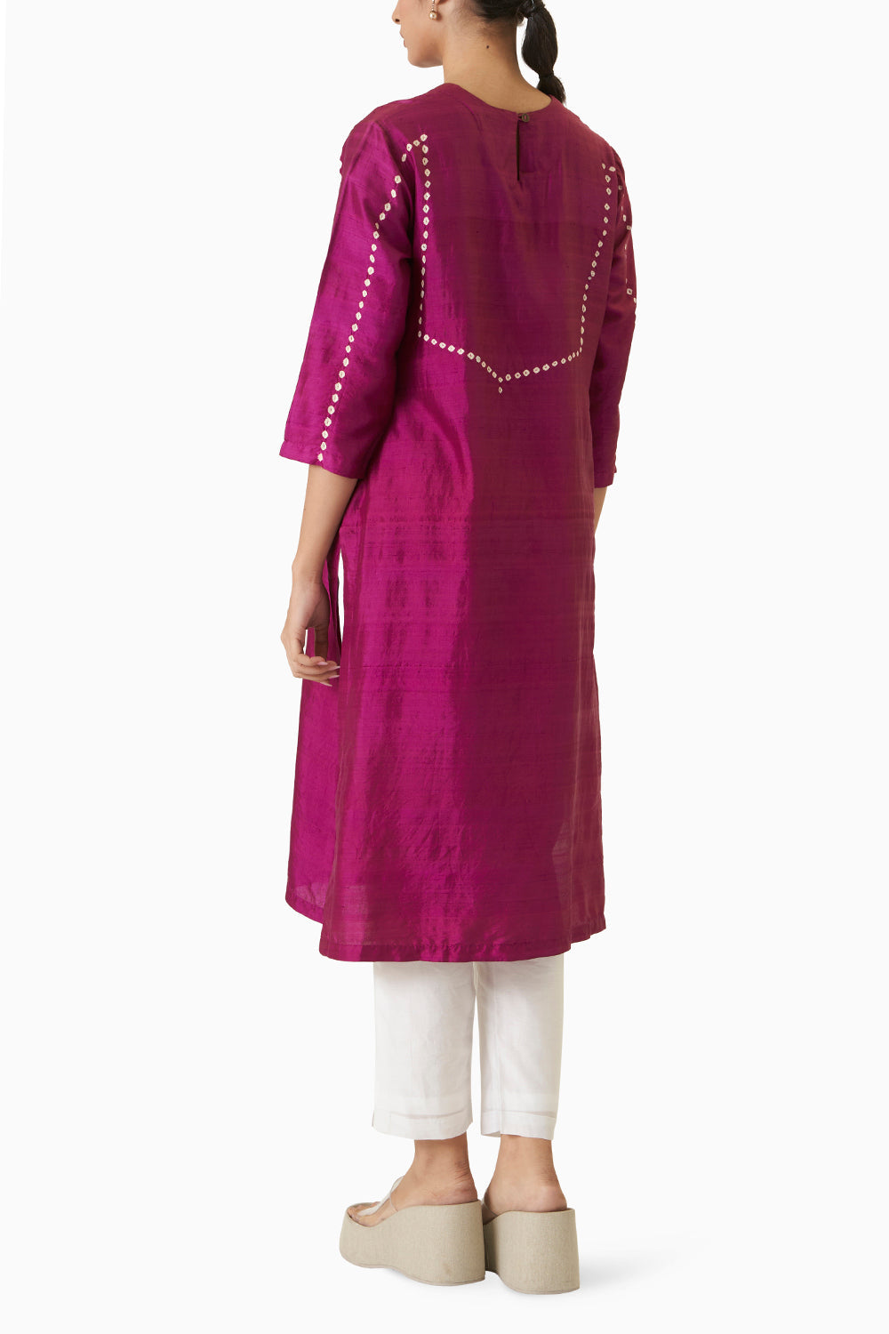 Border Kurta - Magenta