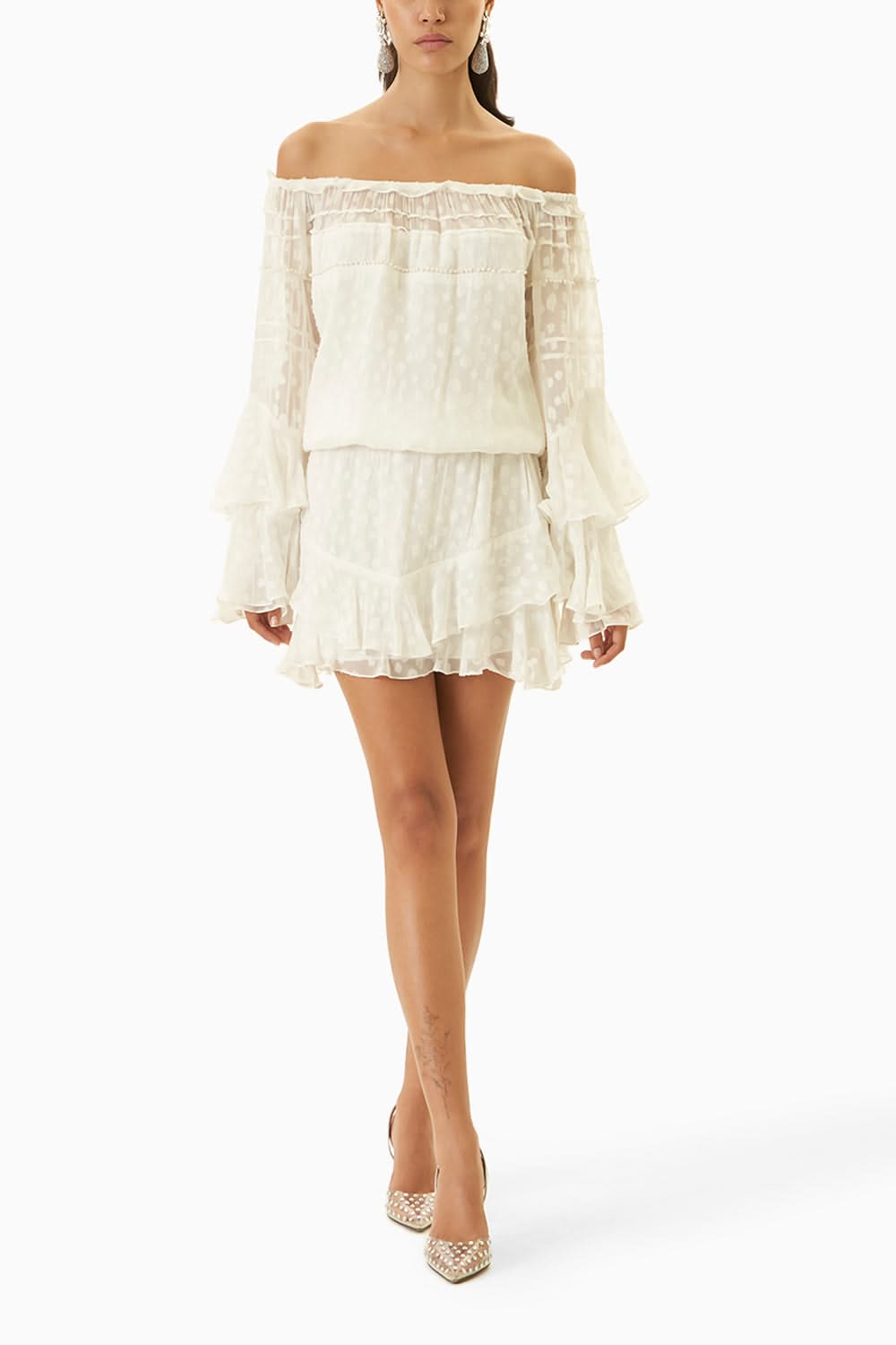 open lace back dress Garden Party Puff Sleeve Mini Dress