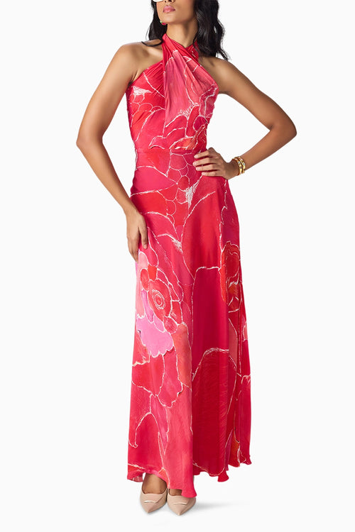 Pink Scratch Flower Shailee Dress