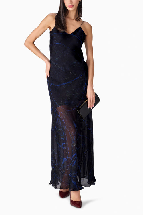 Black Scratch Flower Vihanna Dress