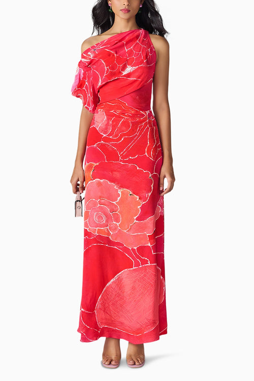 Pink Scratch Flower Emberly Dress