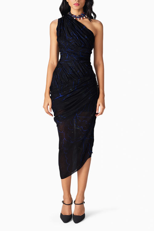 Black Scratch Omya Dress